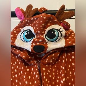 Cat & Jack Reindeer Onesie Pajamas (Girls 10/12)